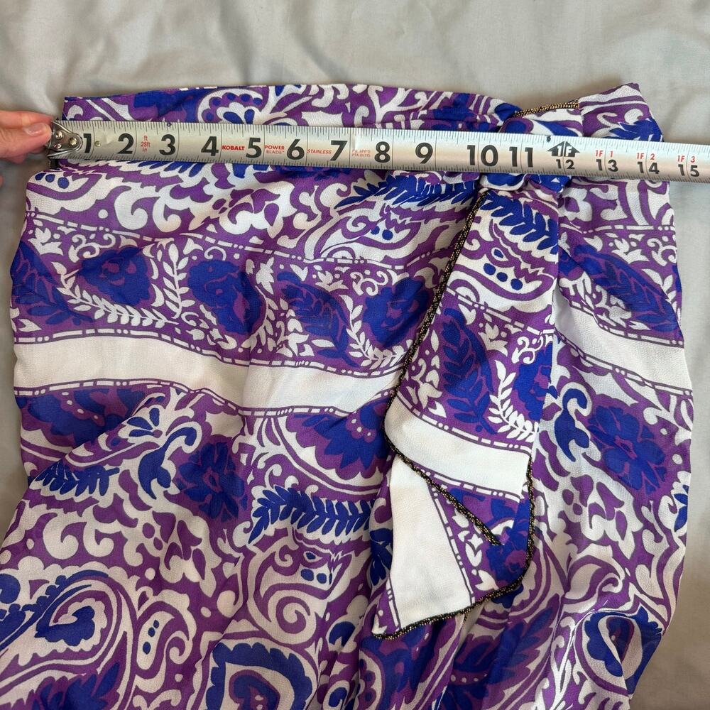 Zara Purple Blue Paisley Wrap Sarong Swimsuit Cover Up Skirt S - Picture 7 of 14